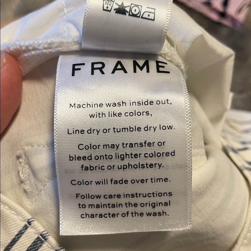 Frame‎ Le High Flare Jeans Women’s Size 26 High Rise Birkin Stripe White Blue - Picture 11 of 11
